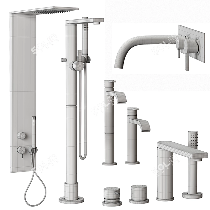 Modern Geda IKO Faucet Set 3D model image 7