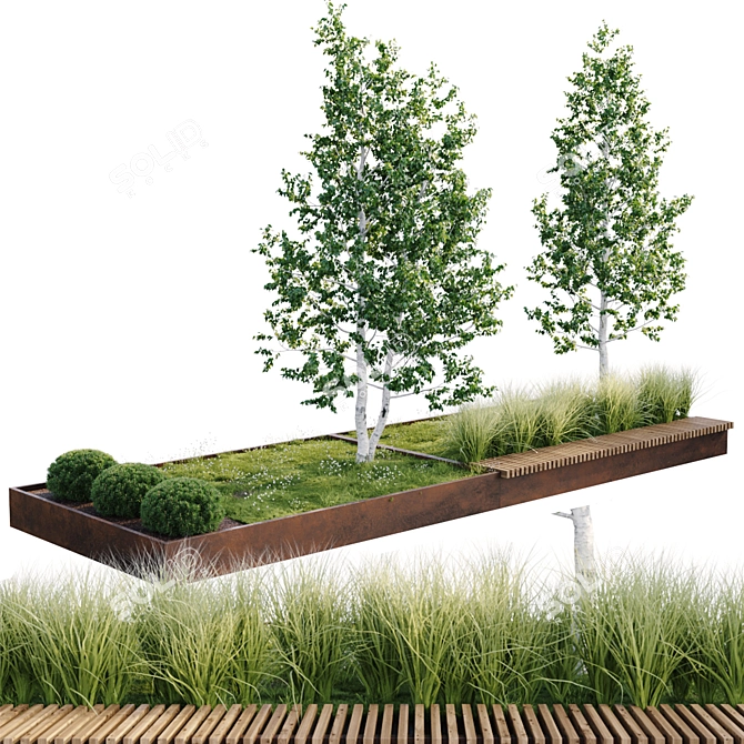 Green Outdoor Seating Collection 3D model image 1