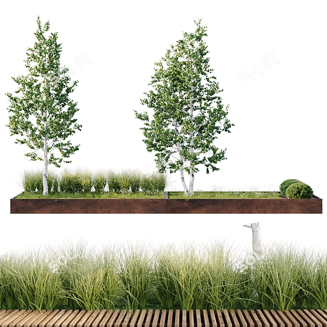 Green Outdoor Seating Collection 3D model image 3