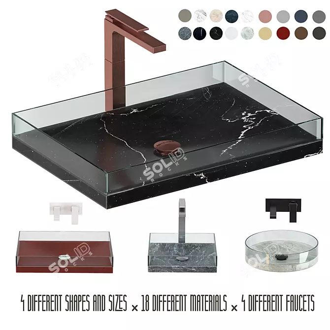 Luxury Crystal Washbasin: Artelinea Design 3D model image 1