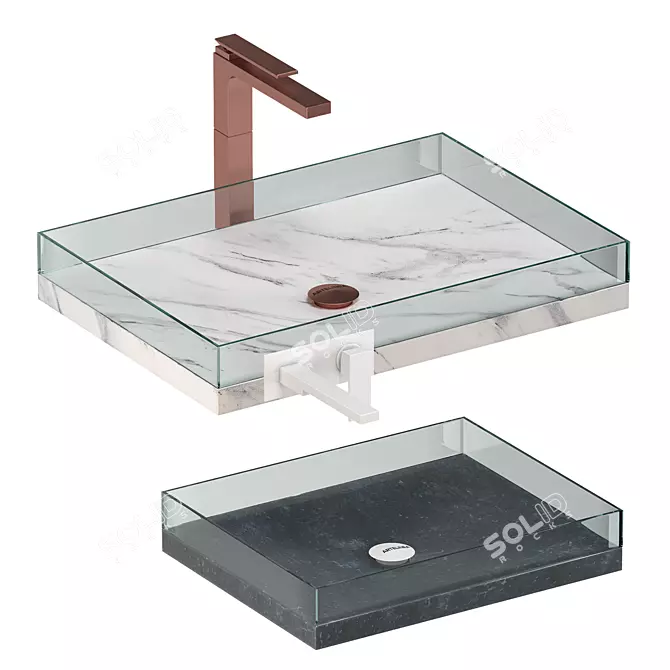Luxury Crystal Washbasin: Artelinea Design 3D model image 2