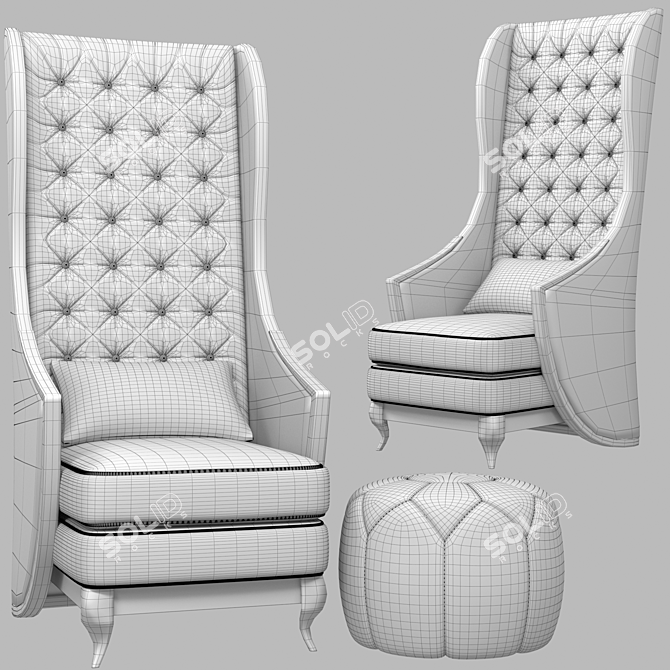 Sultan Upholstered Armchair 3D model image 3