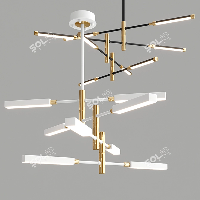 Scandinavian Aluminum Pendant Light 3D model image 2