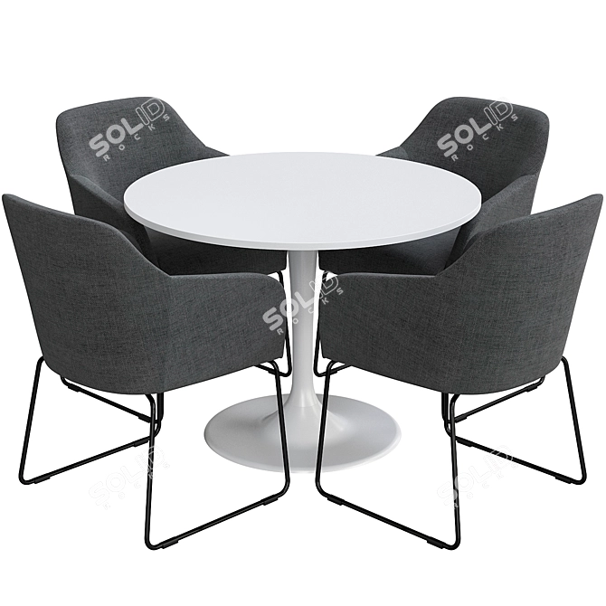 Tossberg & Docksta: Stylish Metal Chair and White Table Set 3D model image 2