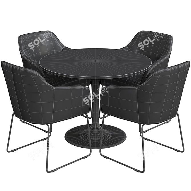 Tossberg & Docksta: Stylish Metal Chair and White Table Set 3D model image 4