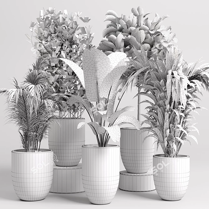 Modern Concrete Vase: Indoor Plant Collection 3D model image 5