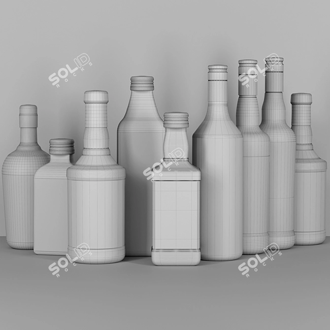 Premium Spirit Set: Whiskey, Cognac, Rum, Scotch, Vodka 3D model image 2