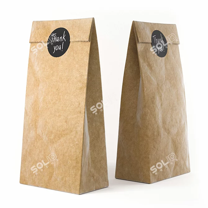 Craft Paper Bags with Stickers 3D model image 1