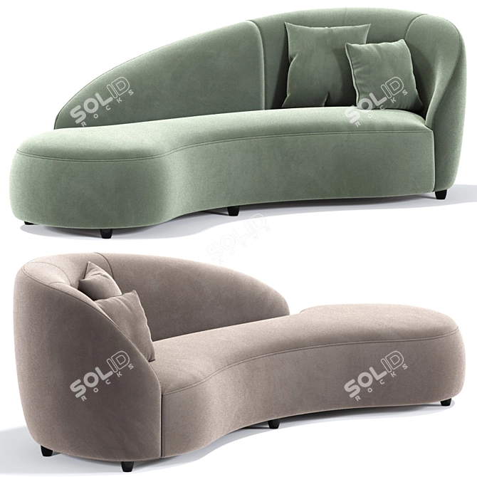 Euforia Montbel Curved Sofa: Exquisite Comfort and Modern Design 3D model image 1