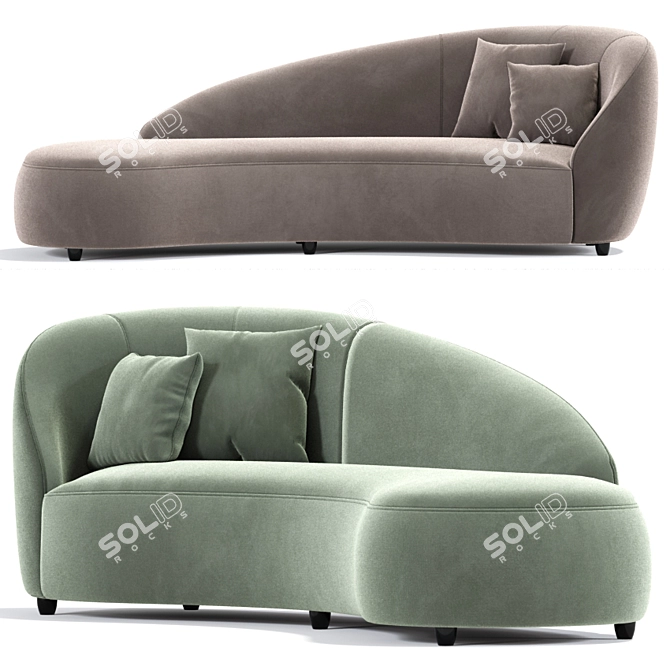 Euforia Montbel Curved Sofa: Exquisite Comfort and Modern Design 3D model image 2