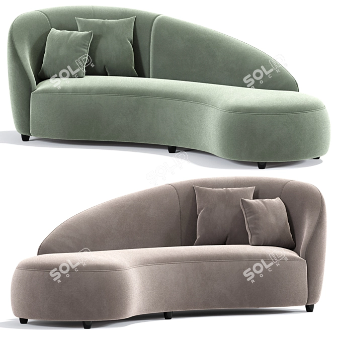 Euforia Montbel Curved Sofa: Exquisite Comfort and Modern Design 3D model image 3