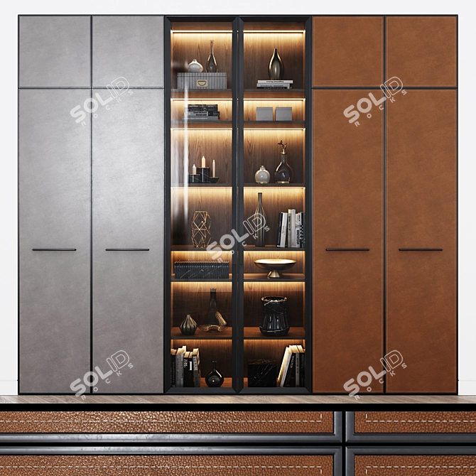 Modern Leather Wardrobe 3D model image 1