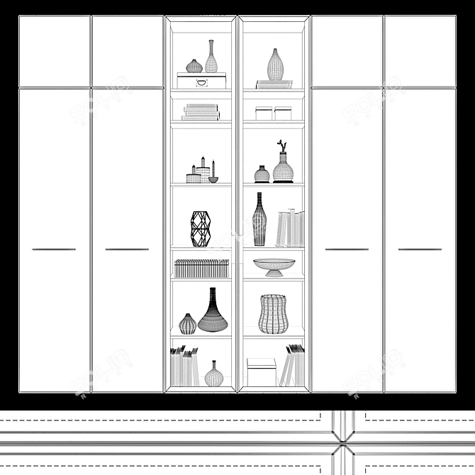 Modern Leather Wardrobe 3D model image 2