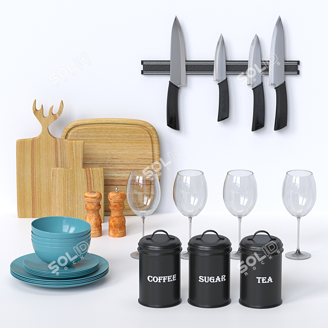 Premium Kitchen Set: Elegant and Versatile 3D model image 1