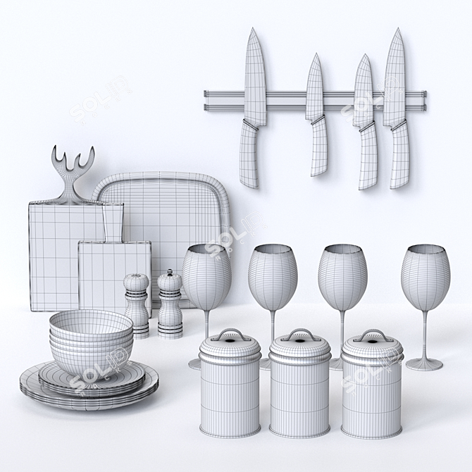 Premium Kitchen Set: Elegant and Versatile 3D model image 2