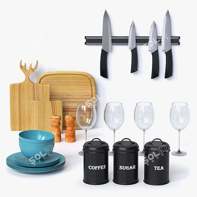 Premium Kitchen Set: Elegant and Versatile 3D model image 4