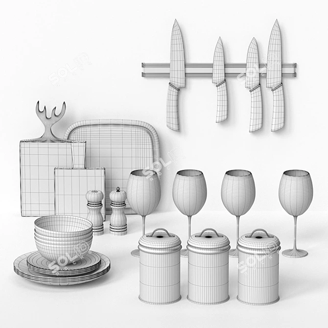 Premium Kitchen Set: Elegant and Versatile 3D model image 5