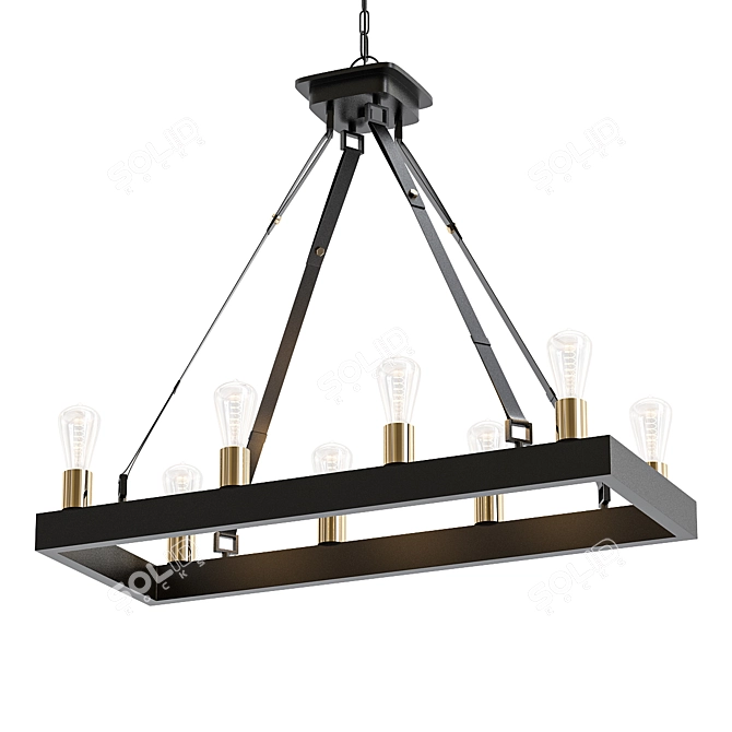 Vintage Industrial Bronze Edison Chandelier 3D model image 1