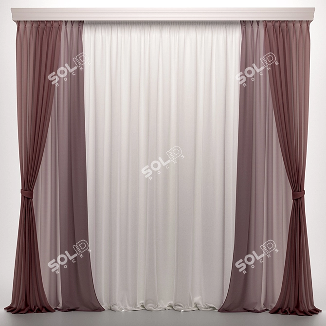 Ethereal Dusty Rose Curtains 3D model image 1