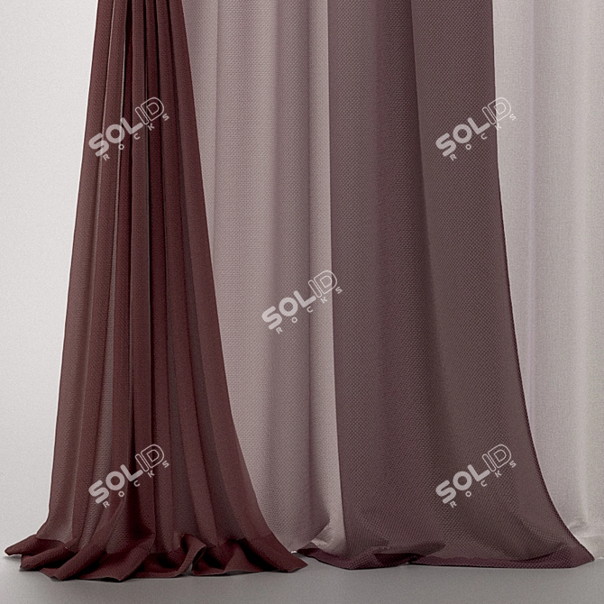 Ethereal Dusty Rose Curtains 3D model image 2