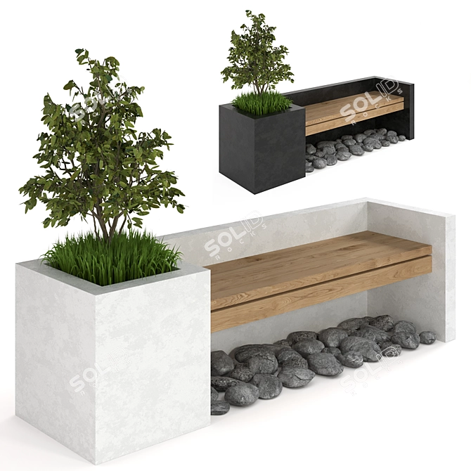 Urban Oasis Bench: Contemporary Furniture with Plant Accents 3D model image 1