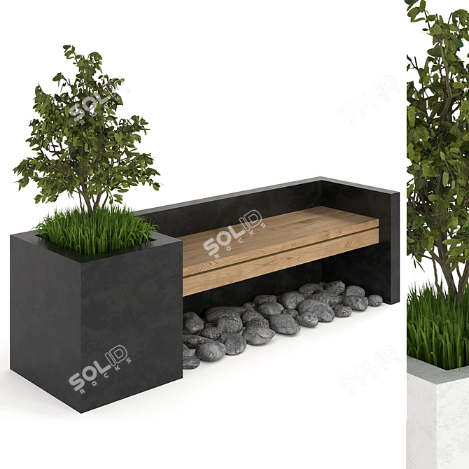 Urban Oasis Bench: Contemporary Furniture with Plant Accents 3D model image 2