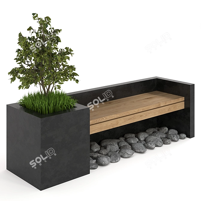 Urban Oasis Bench: Contemporary Furniture with Plant Accents 3D model image 4