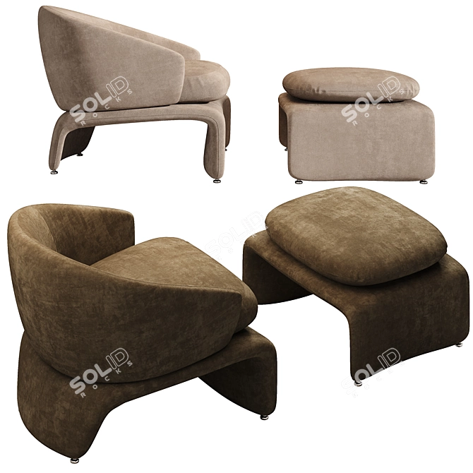 Luxury Minotti Halley Armchair: 5 Stunning Material Options 3D model image 3