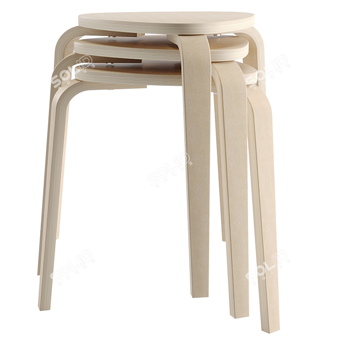 Elevate Your Space with IKEA KURRE Stool 3D model image 2