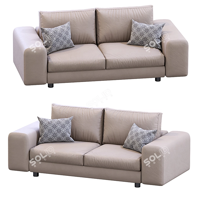 Modern Leather Low Land Sofa 3D model image 2