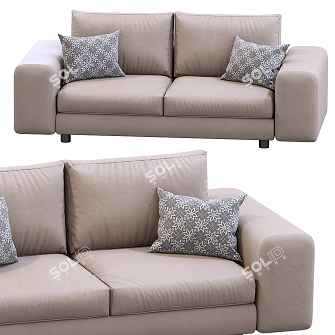 Modern Leather Low Land Sofa 3D model image 3