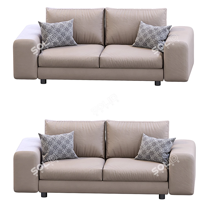 Modern Leather Low Land Sofa 3D model image 4