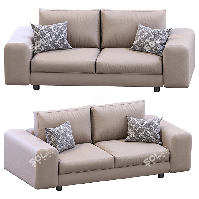 Modern Leather Low Land Sofa 3D model image 6