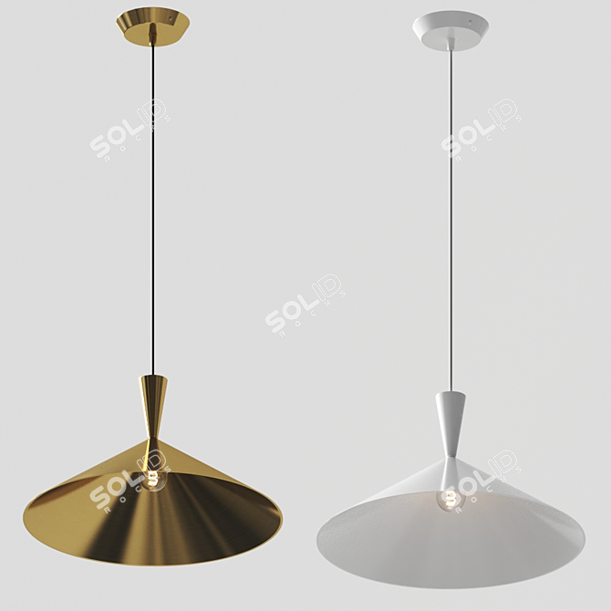 Vintage Brass Pendant Light 3D model image 2