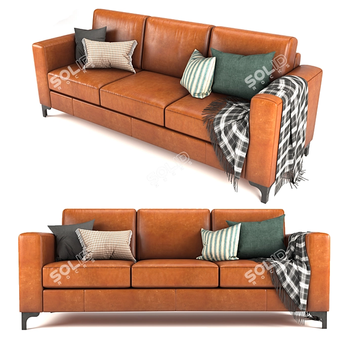 Luxury Leather Sofa: HomeVance Casero 3D model image 2