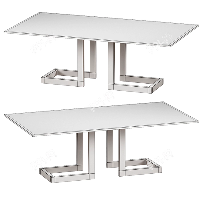 Modern Steel Dining Table - LISA 3D model image 2