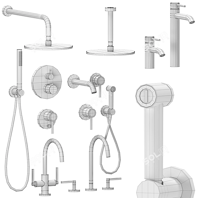 Elegant Kludi Bathroom Set 3D model image 3