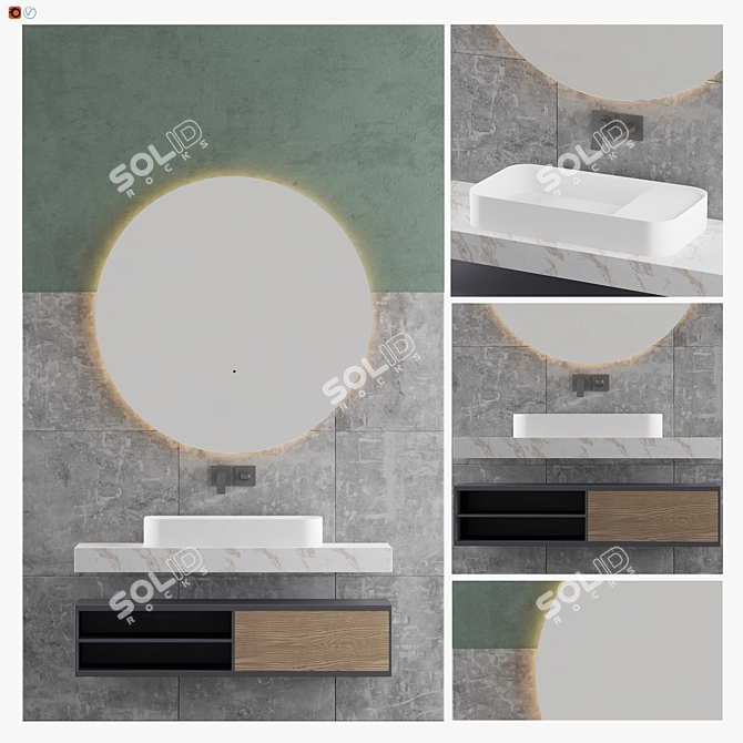 Elegant Elledecor Bathroom Set 3D model image 1