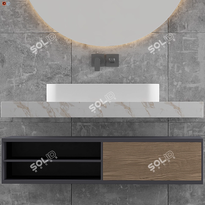 Elegant Elledecor Bathroom Set 3D model image 5