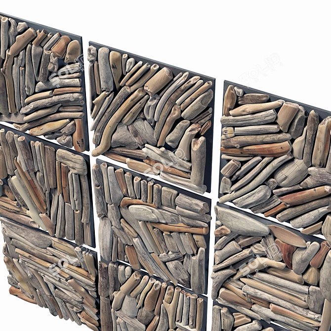 Splintered Branch Panel: Large Square 3D model image 3