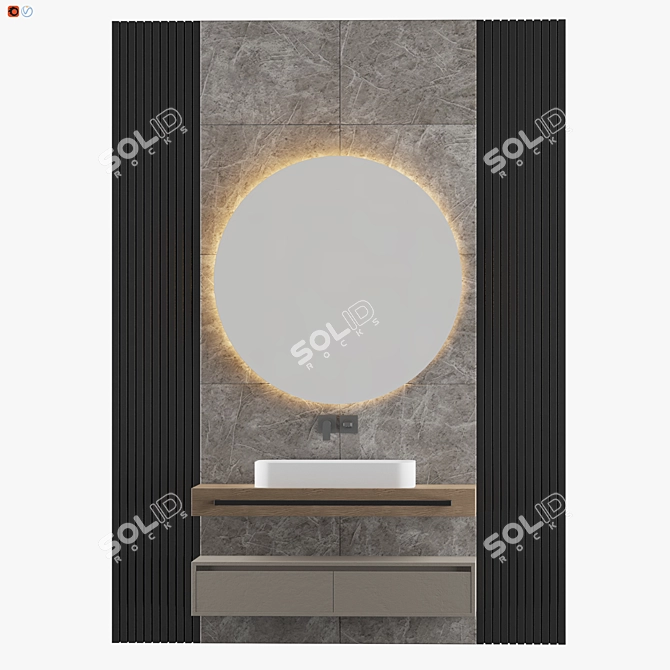 Modern Wood Bath: Sleek Design 3D model image 1