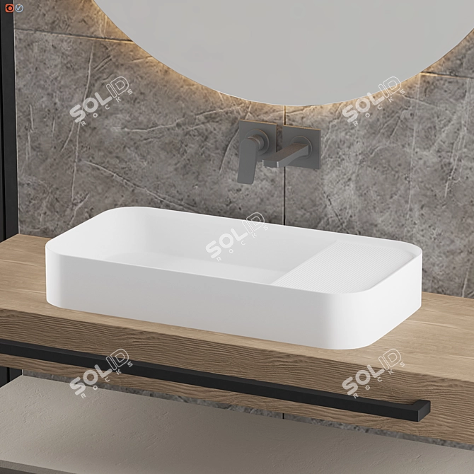 Modern Wood Bath: Sleek Design 3D model image 4