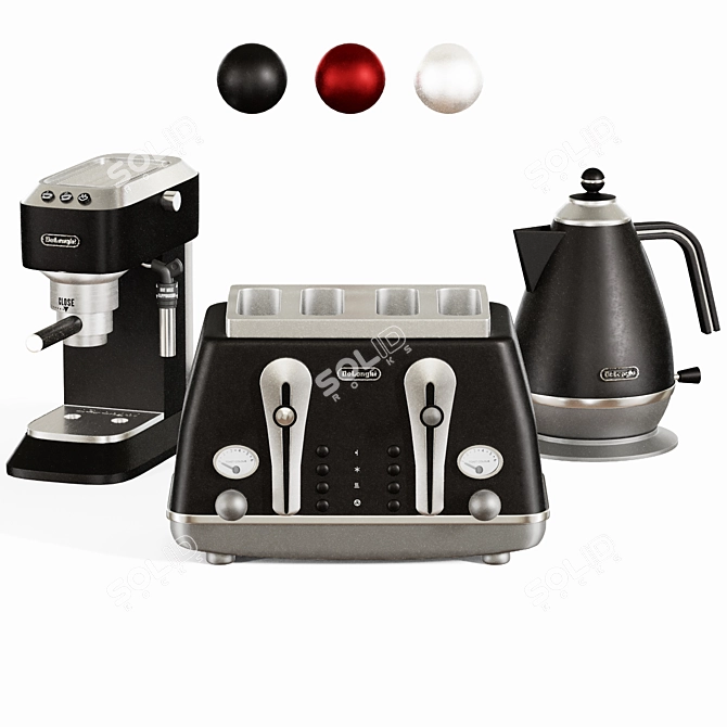 Delonghi Kitchen Trio Set: Toaster, Kettle, Coffeemaker 3D model image 1