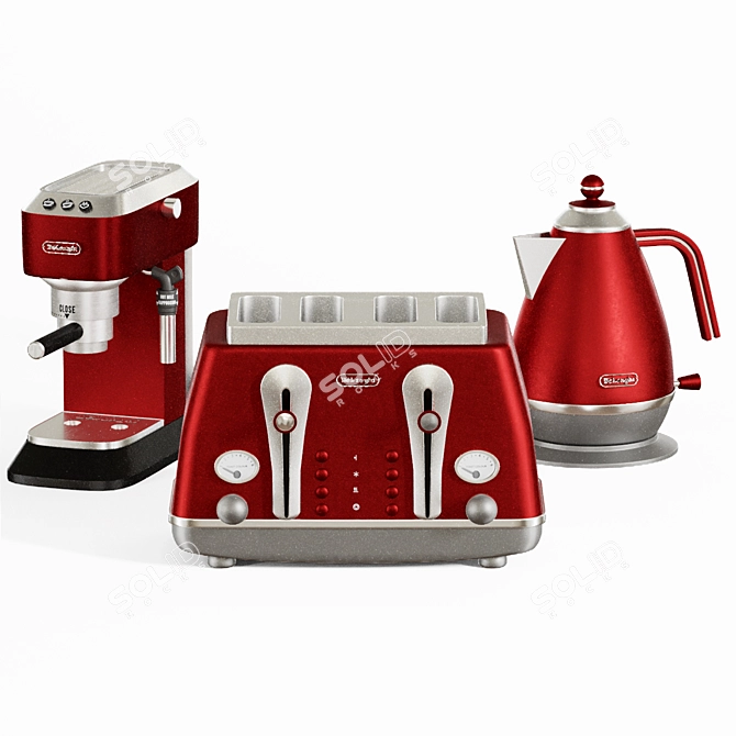 Delonghi Kitchen Trio Set: Toaster, Kettle, Coffeemaker 3D model image 2