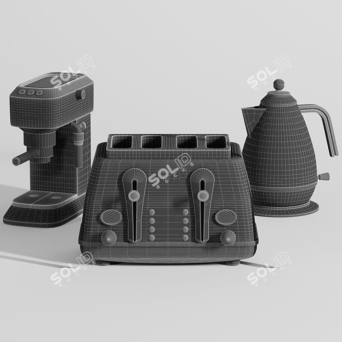 Delonghi Kitchen Trio Set: Toaster, Kettle, Coffeemaker 3D model image 4