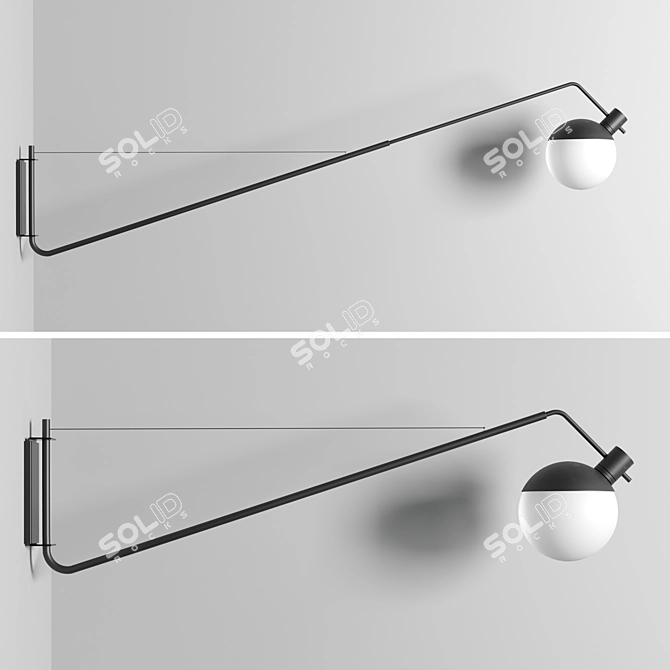 Elegant Black Wall Light by Grupa Baluna 3D model image 1