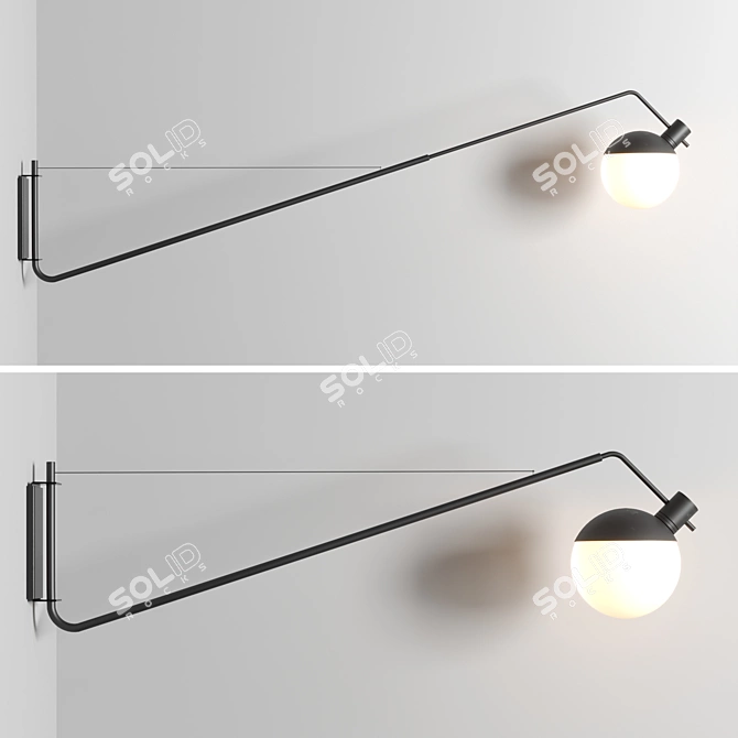 Elegant Black Wall Light by Grupa Baluna 3D model image 2