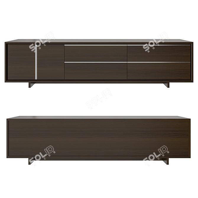 Modern Dark Wood Sideboard - Dimensions: 60x280x70cm 3D model image 2