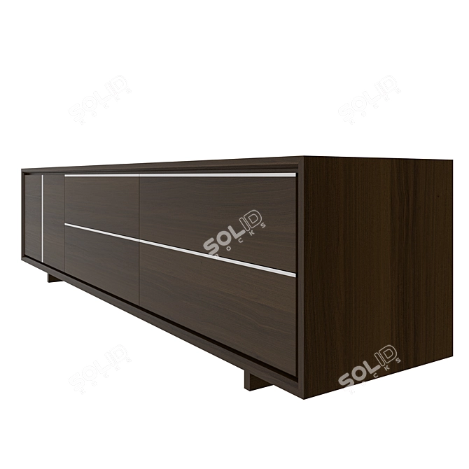 Modern Dark Wood Sideboard - Dimensions: 60x280x70cm 3D model image 3