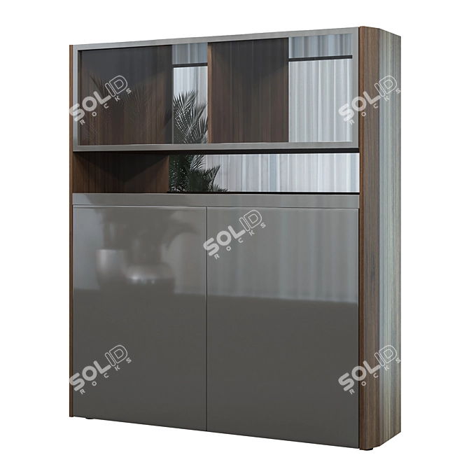 Modernista Walnut and Grey Showcase 3D model image 1